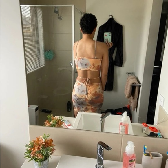 Tie Dye Crop Halter Top & Crisscross Waist Skirt Set - Picture 15 of 15